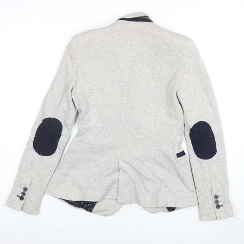 Zara Basic Womens Grey Cotton Blend Slim Fit Blazer Jacket UK 12