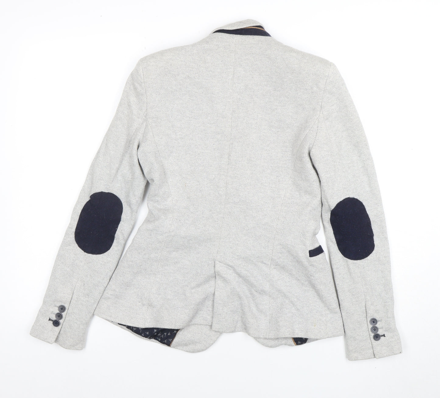 Zara Basic Womens Grey Cotton Blend Slim Fit Blazer Jacket UK 12