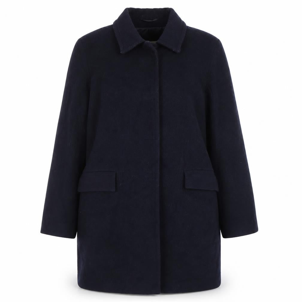 Front view of Windsmoor Women's Black Wool Cashmere Long Overcoat, size 14
