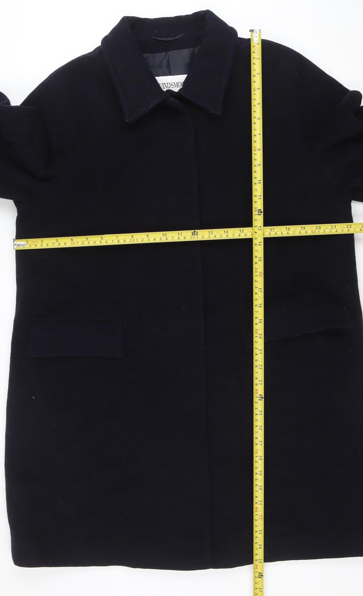 Windsmoor Women's Black Wool Cashmere Long Overcoat Size 14