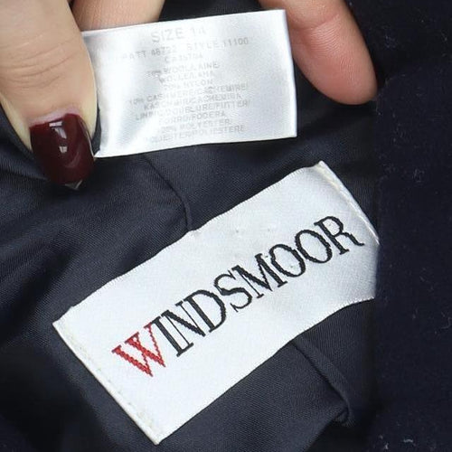 Windsmoor Women's Black Wool Cashmere Long Overcoat Size 14