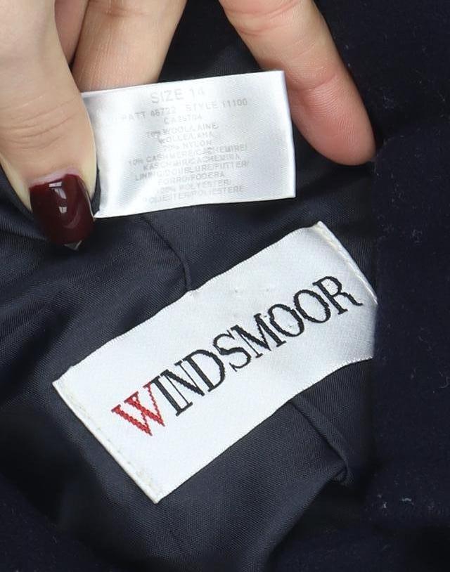 Windsmoor Women's Black Wool Cashmere Long Overcoat Size 14