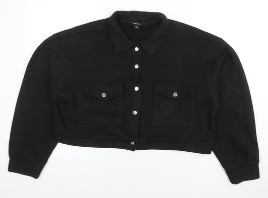 Boohoo Women's Black Cropped Basic Jacket Size 16