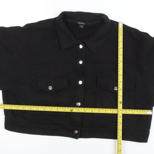 Boohoo Women's Black Cropped Basic Jacket Size 16