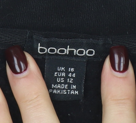 Boohoo Women's Black Cropped Basic Jacket Size 16