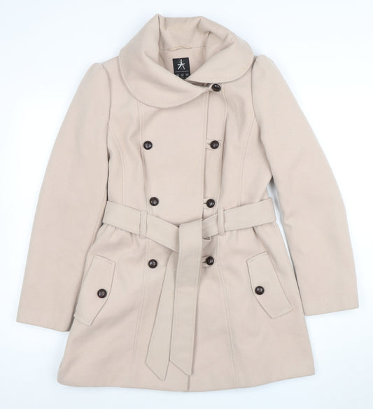 Atmosphere Women's Beige Belted Trench Coat Size 10 Mid-Length