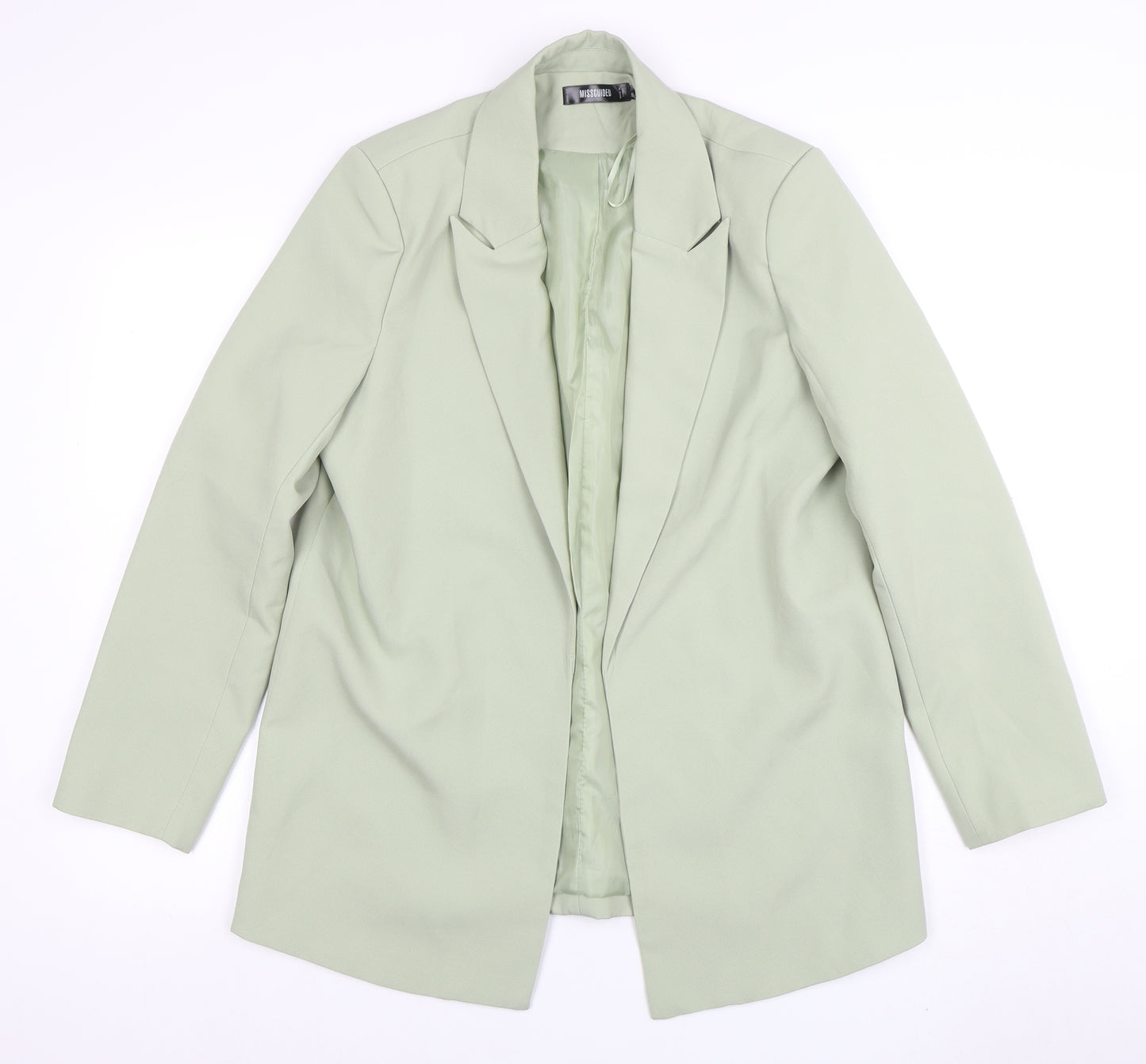 Missguided Women's Sage Green Blazer UK 12 Regular Fit Long Sleeve