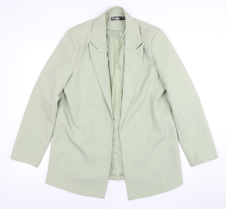 Missguided Women's Sage Green Blazer UK 12 Regular Fit Long Sleeve
