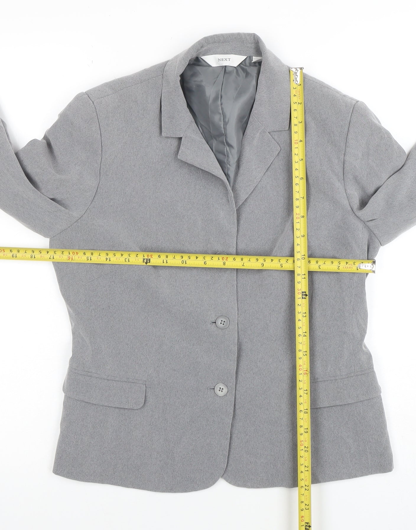 Next Womens Grey Size 10 Classic Blazer Jacket Single Breasted