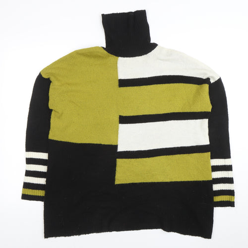 Wallis Women’s Black Roll Neck Geometric Knit Jumper Size S