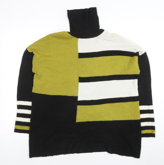 Wallis Women’s Black Roll Neck Geometric Knit Jumper Size S