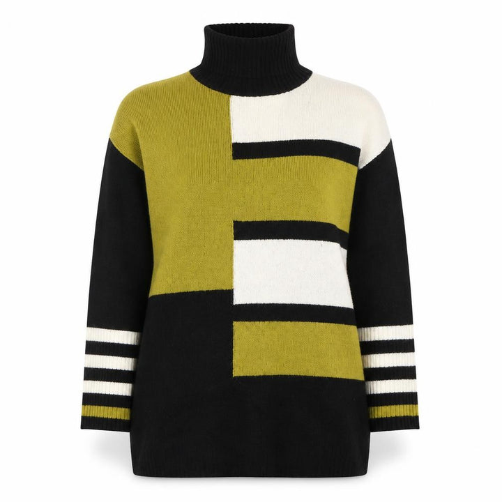 Wallis Women’s Black Roll Neck Geometric Knit Jumper Size S