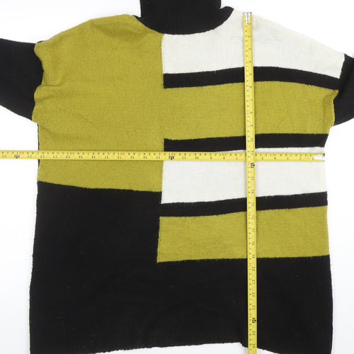 Wallis Women’s Black Roll Neck Geometric Knit Jumper Size S