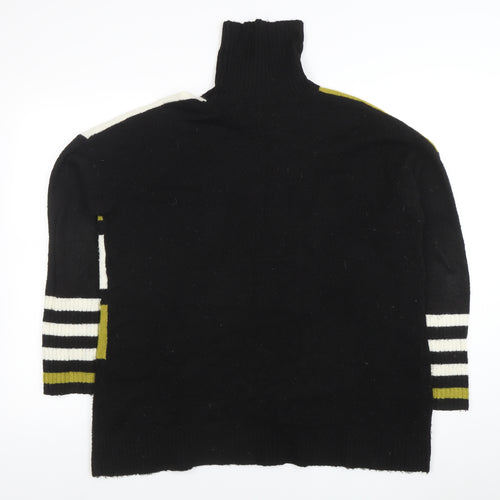 Wallis Women’s Black Roll Neck Geometric Knit Jumper Size S