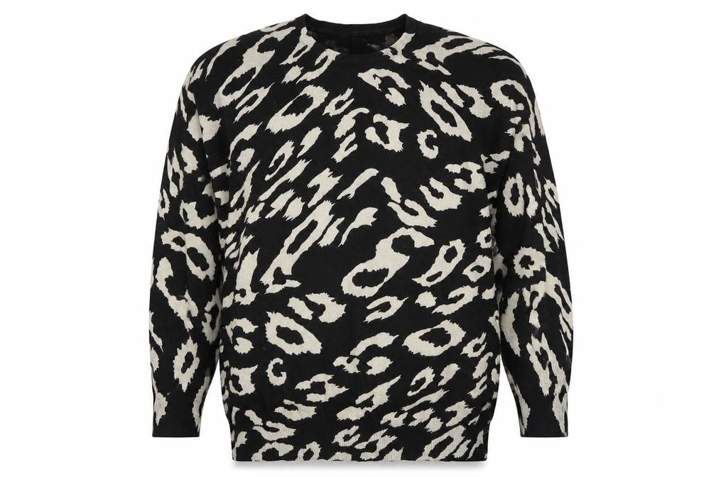 Front view of Wallis Women's Black Animal Print Cotton Jumper, size S
