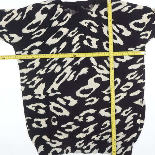 Wallis Women's Black Animal Print Cotton Jumper Size S