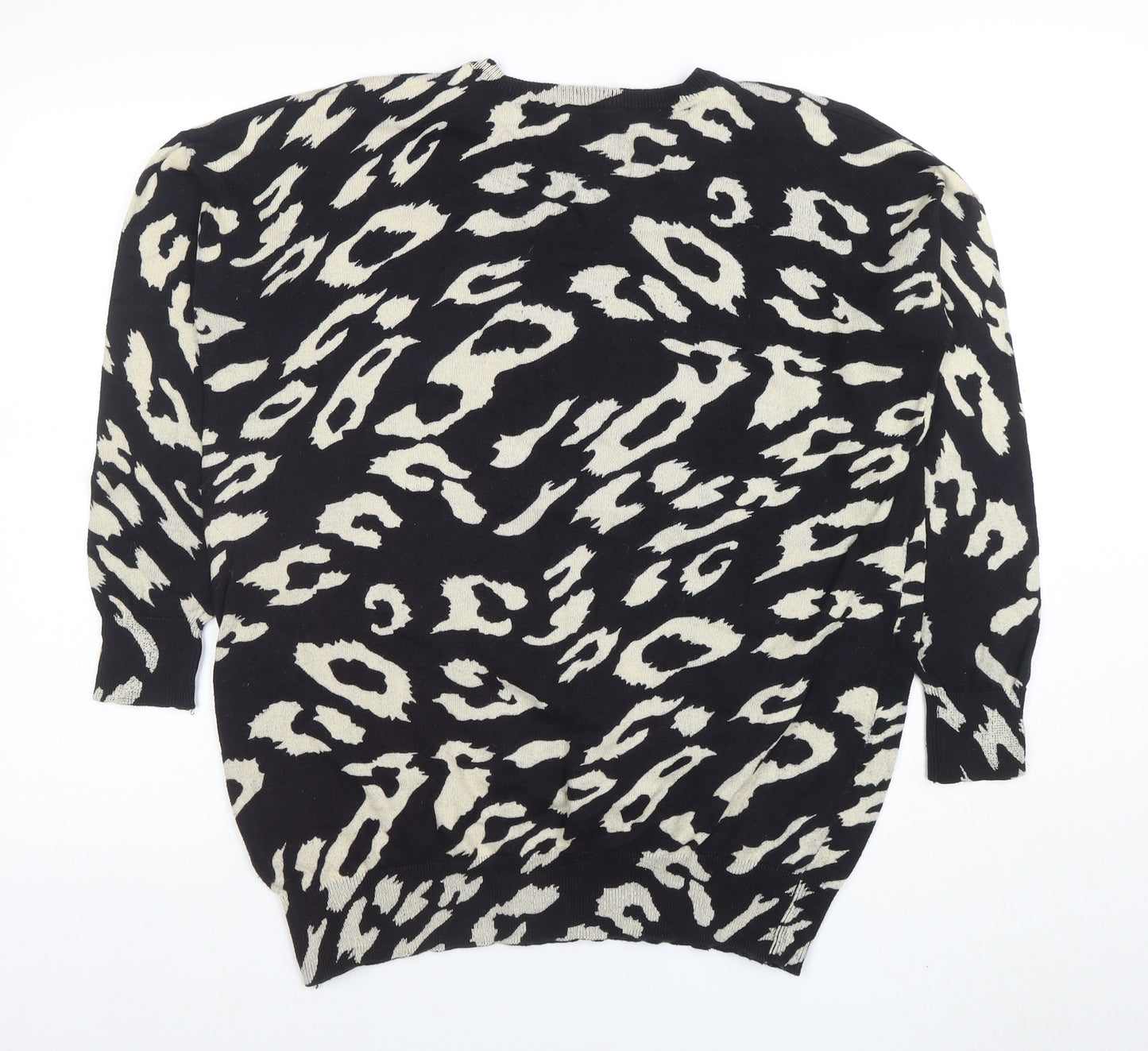 Wallis Women's Black Animal Print Cotton Jumper Size S