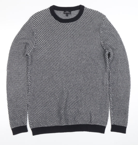 Next Men's Grey Cotton Knit Crew Neck Jumper Size M