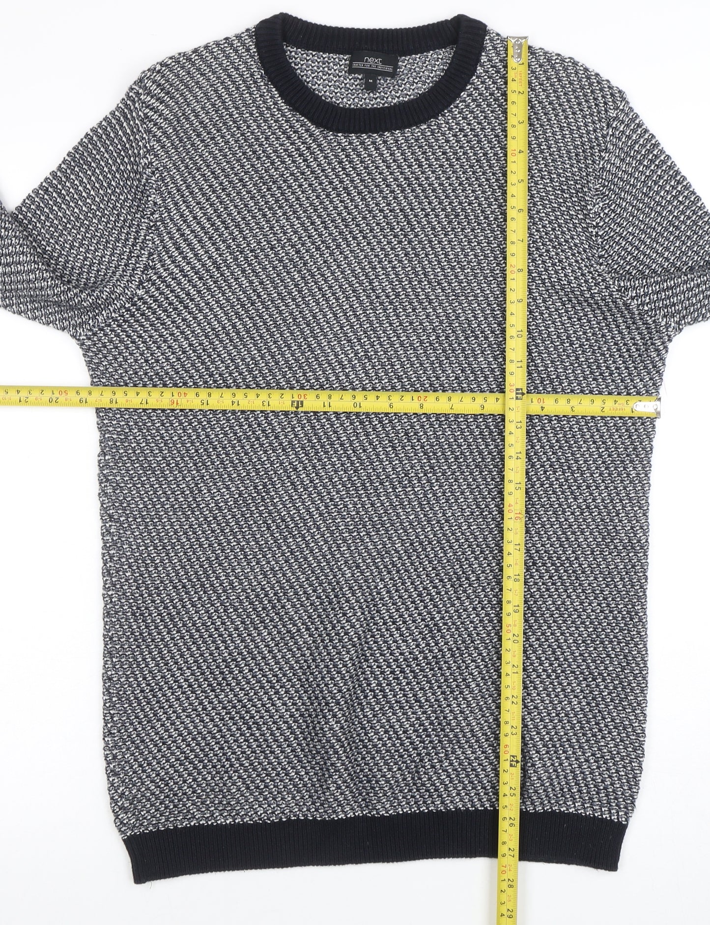 Next Men's Grey Cotton Knit Crew Neck Jumper Size M