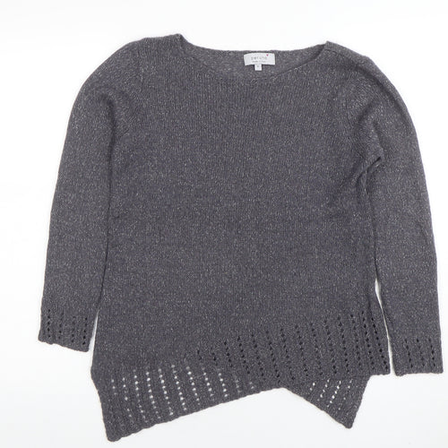 Per Una Women’s Grey Metallic Knit Long Sleeve Pullover Jumper Size 12