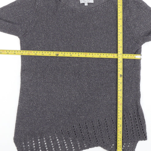 Per Una Women’s Grey Metallic Knit Long Sleeve Pullover Jumper Size 12
