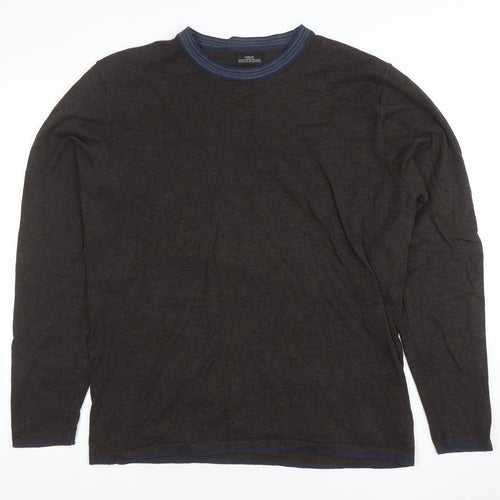 Next Men's Brown Cotton Blend Crew Neck Pullover Jumper Size L