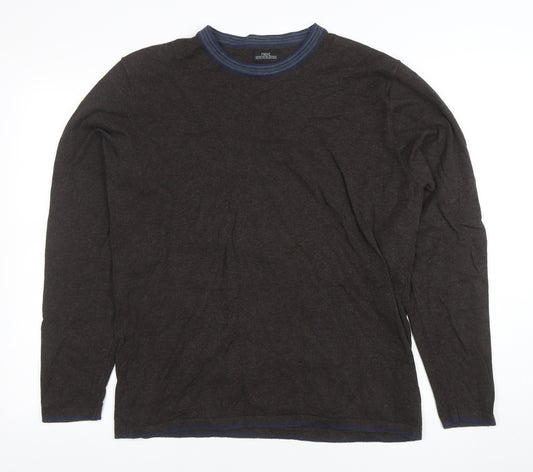 Next Men's Brown Cotton Blend Crew Neck Pullover Jumper Size L