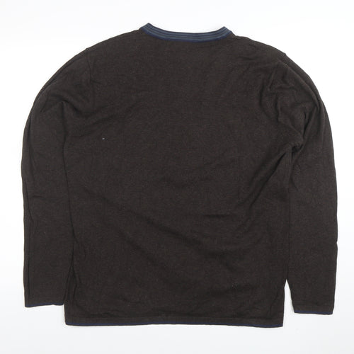 Next Men's Brown Cotton Blend Crew Neck Pullover Jumper Size L