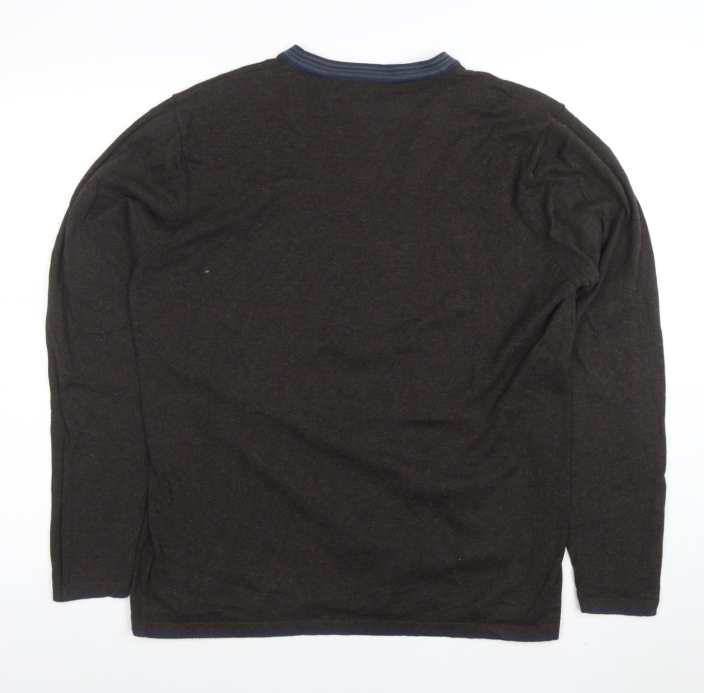 Next Men's Brown Cotton Blend Crew Neck Pullover Jumper Size L