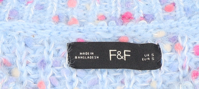 F&F Women's Blue Chunky Knit Pullover Jumper Size S