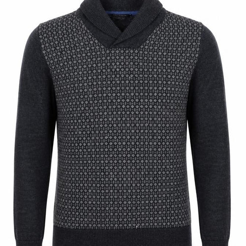 Jeff Banks Mens Grey Wool Mix Shawl Neck Jumper Small Classic Knit