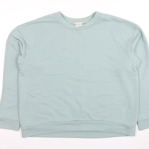 LaWear Womens Mint Green Cotton Blend Crew Neck Sweatshirt Size 14