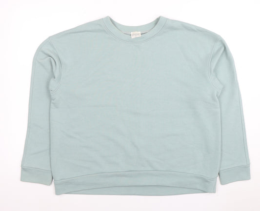 LaWear Womens Mint Green Cotton Blend Crew Neck Sweatshirt Size 14