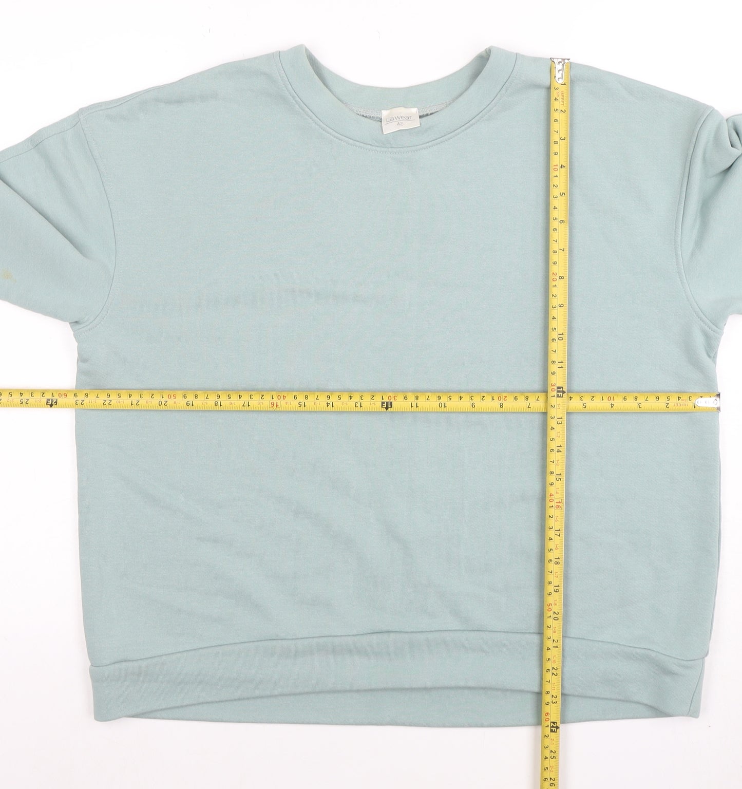 LaWear Womens Mint Green Cotton Blend Crew Neck Sweatshirt Size 14
