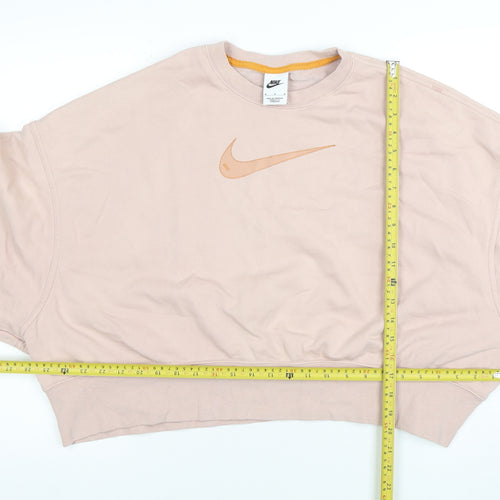 Nike Women's Pink Crew Neck Pullover Sweatshirt Size M Cotton Blend