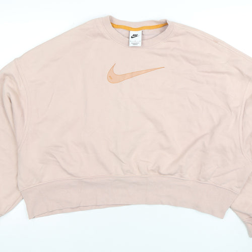Nike Women's Pink Crew Neck Pullover Sweatshirt Size M Cotton Blend