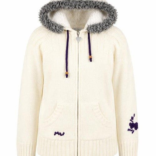 Maui Wowie Women’s Ivory Hooded Full Zip Knit Jumper Size 10