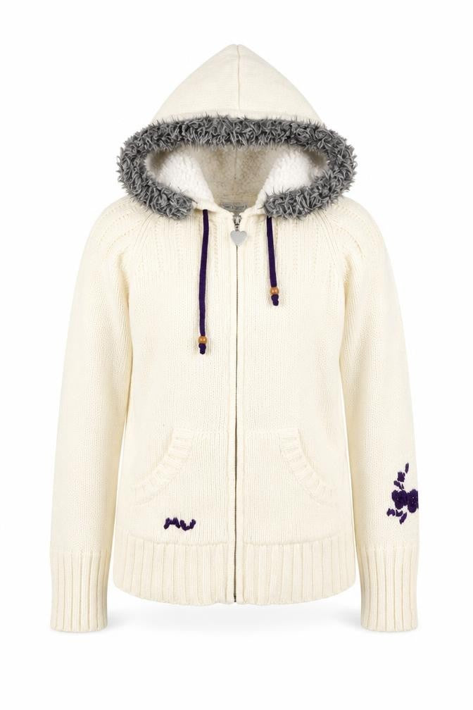 Maui Wowie Women’s Ivory Hooded Full Zip Knit Jumper Size 10