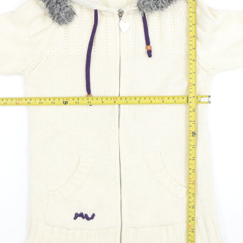 Maui Wowie Women’s Ivory Hooded Full Zip Knit Jumper Size 10