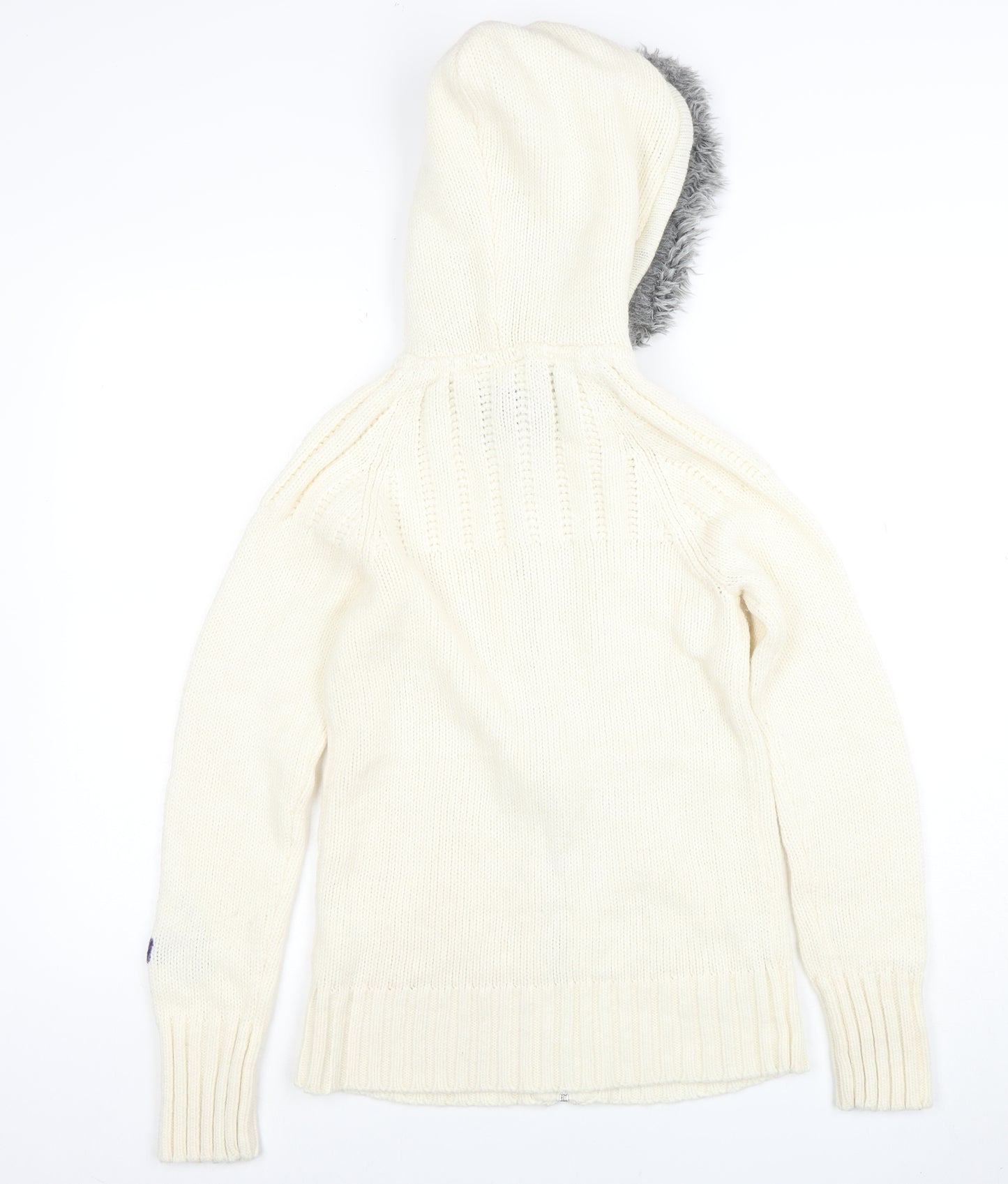 Maui Wowie Women’s Ivory Hooded Full Zip Knit Jumper Size 10