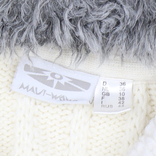 Maui Wowie Women’s Ivory Hooded Full Zip Knit Jumper Size 10