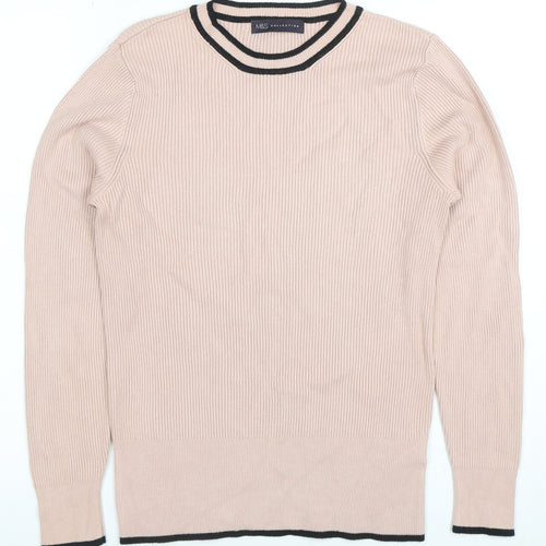 Marks and Spencer Women Beige Knit Long Sleeve Crew Neck Top Size 12