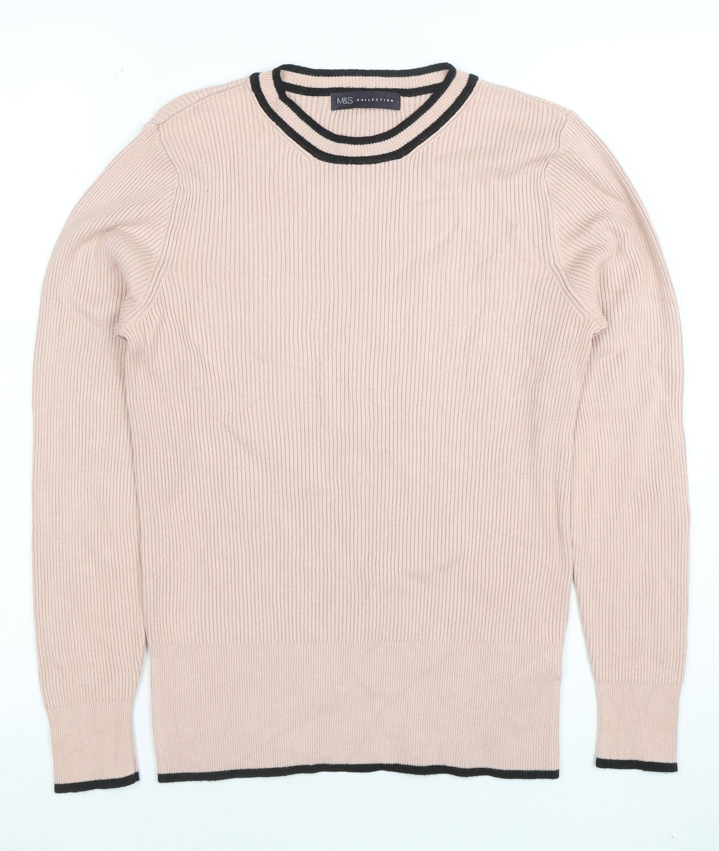 Marks and Spencer Women Beige Knit Long Sleeve Crew Neck Top Size 12