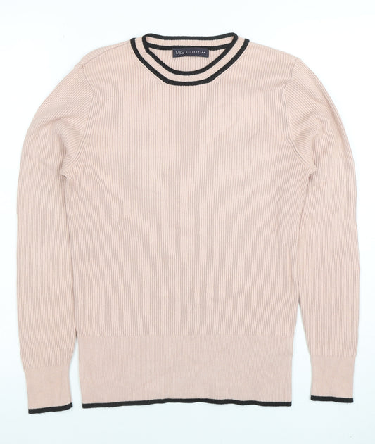 Marks and Spencer Women Beige Knit Long Sleeve Crew Neck Top Size 12