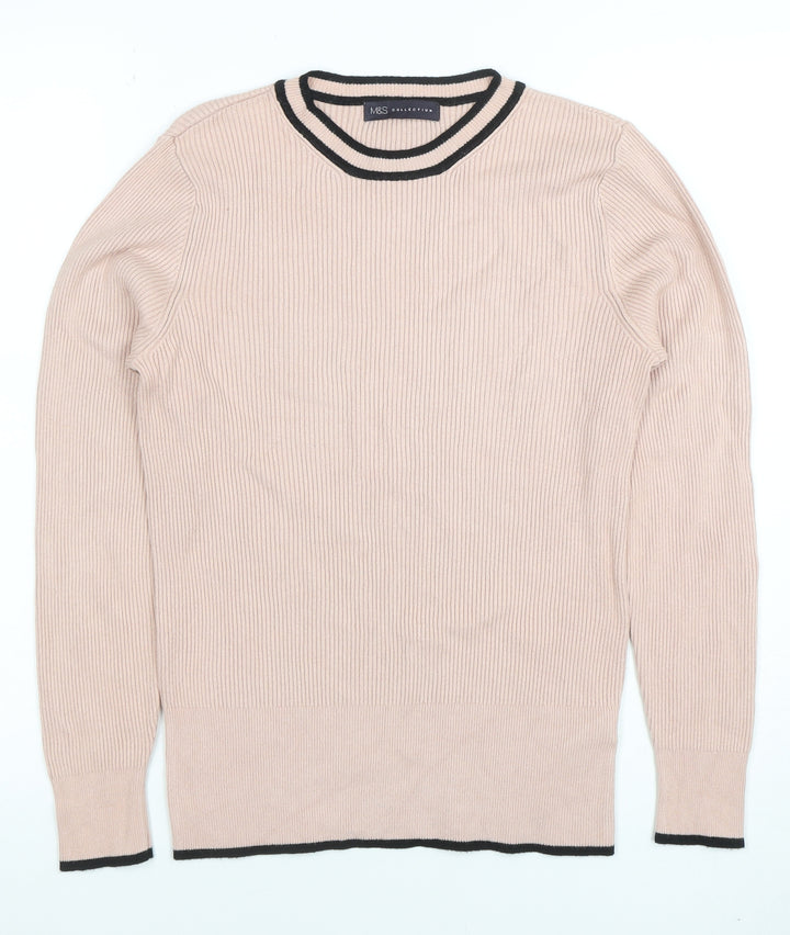 Marks and Spencer Women Beige Knit Long Sleeve Crew Neck Top Size 12