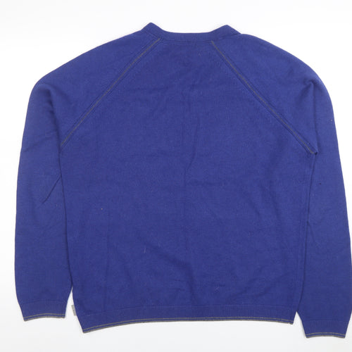 Ted Baker Men's Blue Wool Cashmere V-Neck Jumper Size S