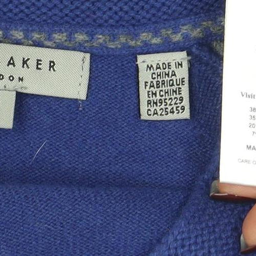 Ted Baker Men's Blue Wool Cashmere V-Neck Jumper Size S