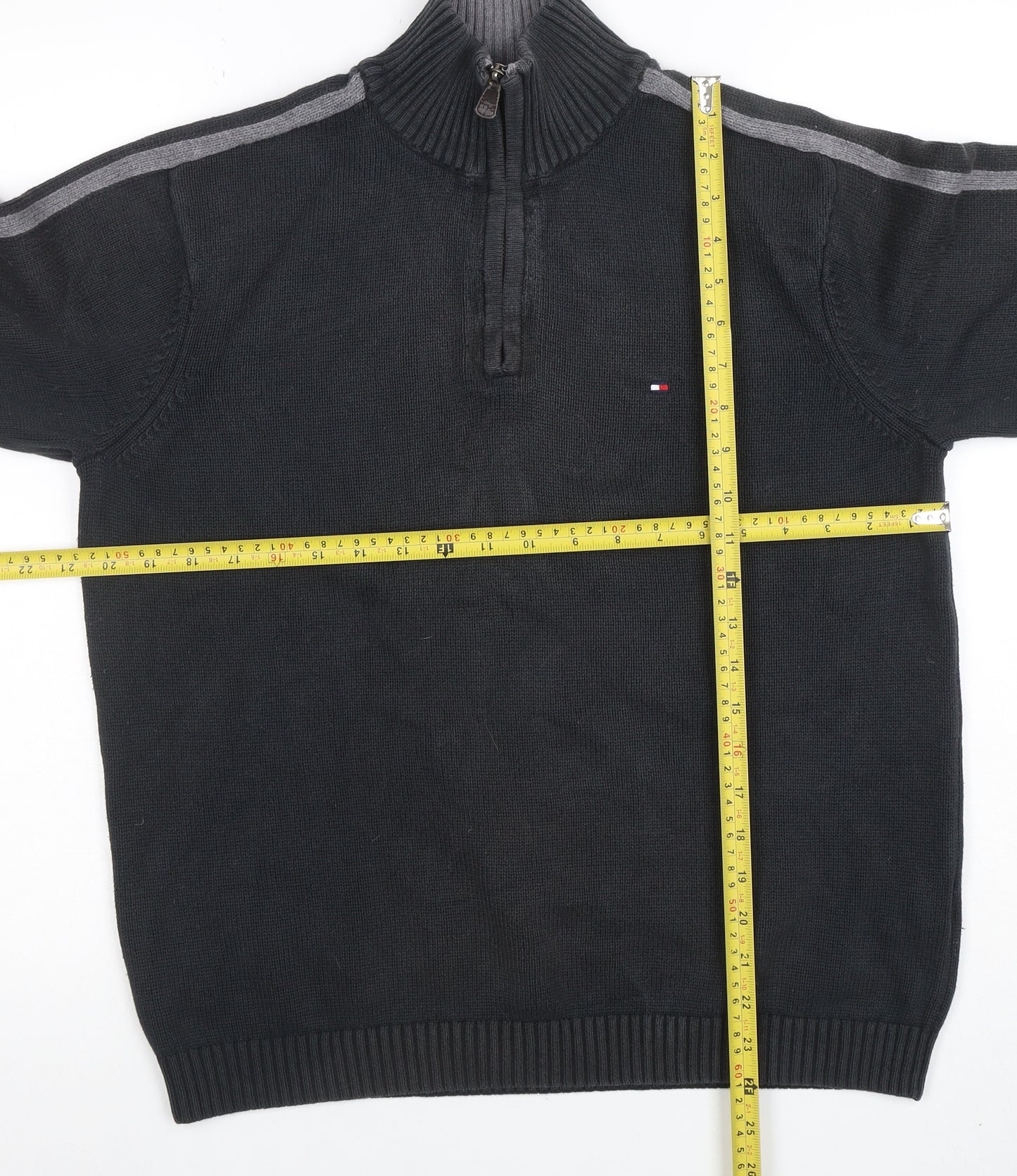 Tommy Hilfiger Men's Black Cotton 1/2 Zip High Neck Jumper Size S