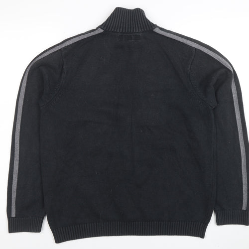 Tommy Hilfiger Men's Black Cotton 1/2 Zip High Neck Jumper Size S