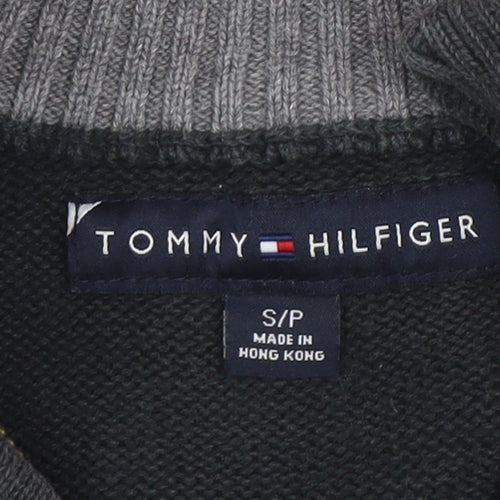 Tommy Hilfiger Men's Black Cotton 1/2 Zip High Neck Jumper Size S